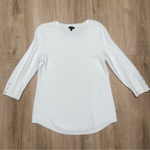 Talbots Long White Cotton Blend Sweater size Women’s Med. Old money.Quiet Luxery